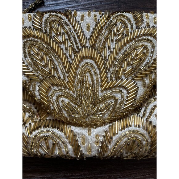 Vintage Gold Hand Beaded Clutch Convertible Shoulder Bag MCM Art Deco Y2… - Picture 2 of 7